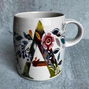 Anthropologie Floral Mug Monogram A Petal Palette By Stella Halfmann A